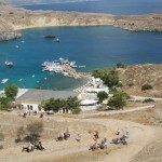 Lindos salita acropoli con asinelli a Rodi