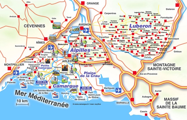 Mappa del viaggio in Camargue