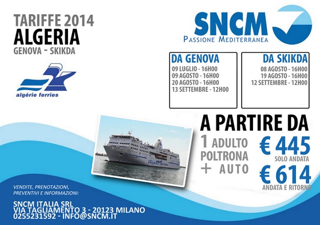 SNCM Italia apre la nuova linea marittima ITALIA – ALGERIA
