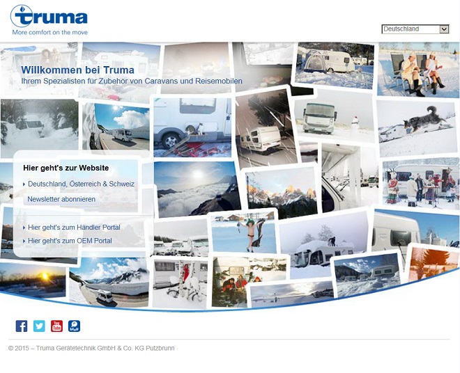 Truma rinnova la sua Homepage con un grande collage sul camping invernale