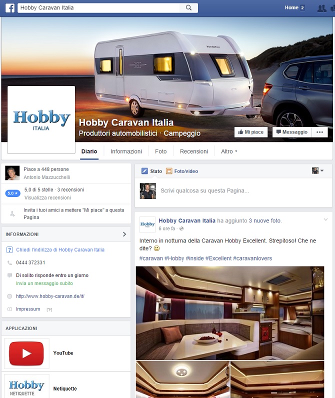 Hobby approda su Facebook anche in Italia
