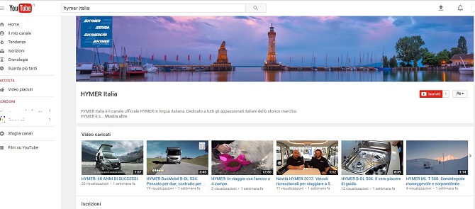 HYMER Italia Youtube