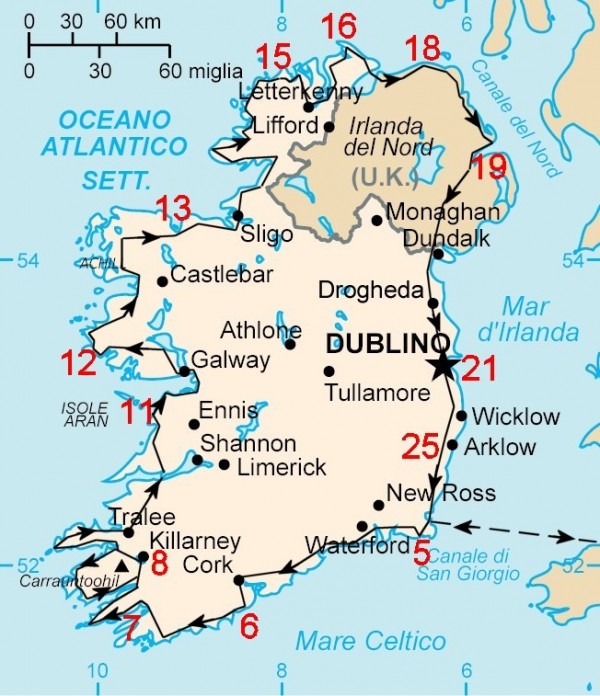 Mappa del viaggio in camper in Irlanda | agosto 2011 Mappa del viaggio in camper in Irlanda | agosto 2011