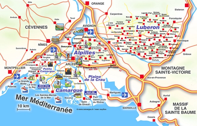 Mappa del viaggio in Camargue Mappa del viaggio in Camargue