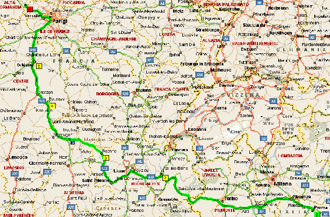 Mappa viaggio d'andata Mappa viaggio d'andata
