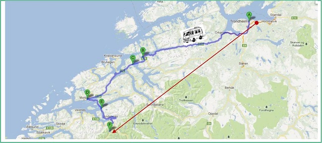 TRONDHEIM - HEMME - VALSOYA - HALSA = TRAGHETTO = KANESTRAUM - MOLDE - SOLSNES = TRAGHETTO = ÅFARNES - ÅNDALNES - RV63 - P. DI TROLLSTIGEN TRONDHEIM - HEMME - VALSOYA - HALSA = TRAGHETTO = KANESTRAUM - MOLDE - SOLSNES = TRAGHETTO = ÅFARNES - ÅNDALNES - RV63 - P. DI TROLLSTIGEN