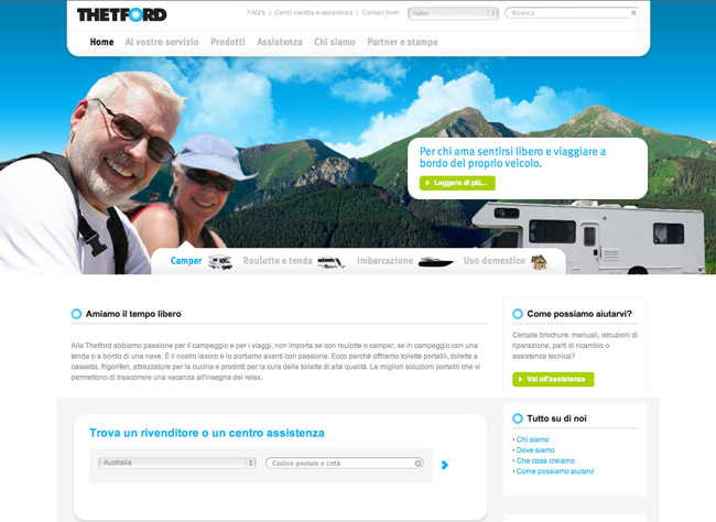 Thetford: Nuovo Sito in italiano Thetford: Nuovo Sito in italiano