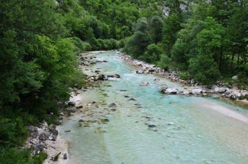 Letto del fiume sulla valle dell’Isonzo