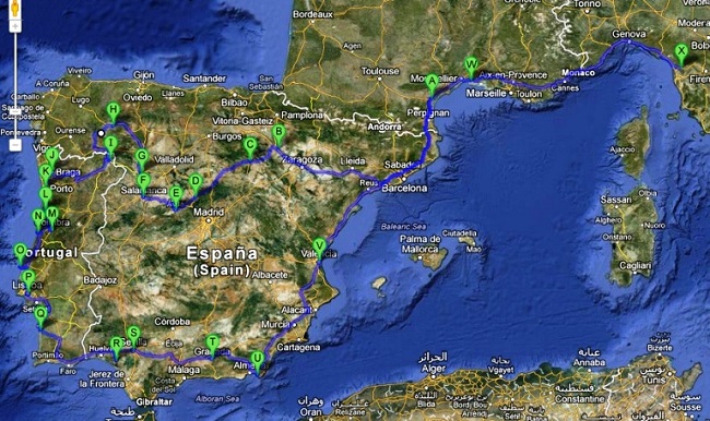 mappa-viaggio-francia-spagna-portogallo