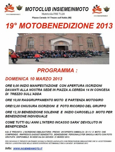 Motoraduno 19° MOTOBENEDIZIONE BENEFICA Motoraduno 19° MOTOBENEDIZIONE BENEFICA