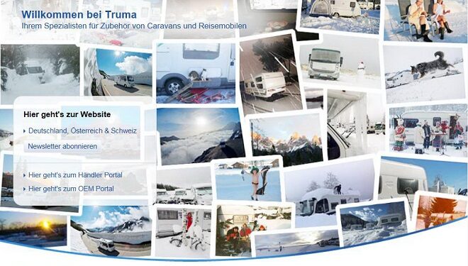 Truma rinnova la sua Homepage con un grande collage sul camping invernale
