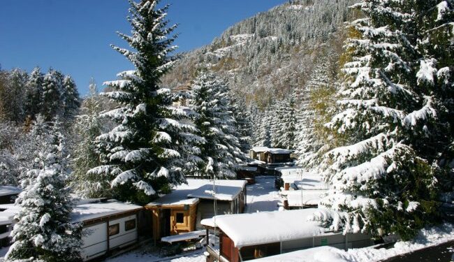 Il Camping Aprica con la neve caduta ad ottobre 2012