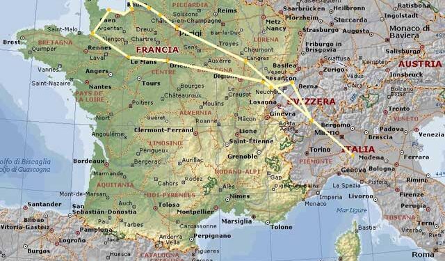 mappa del viaggio in camper Parigi e Normandia