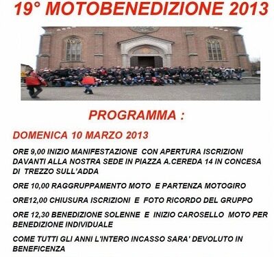 Motoraduno 19° MOTOBENEDIZIONE BENEFICA