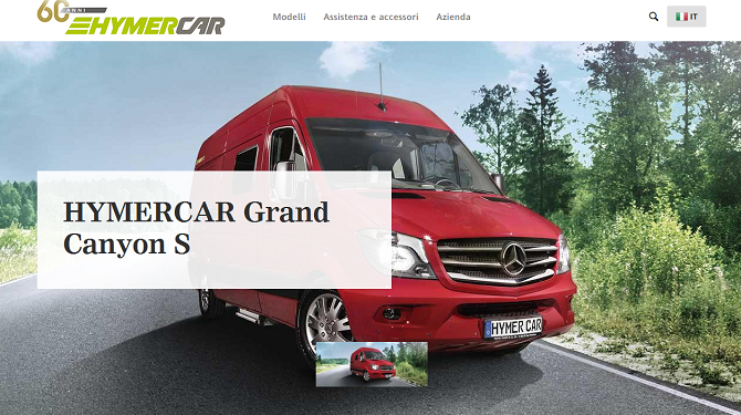 È online il sito HYMERCAR in lingua italiana