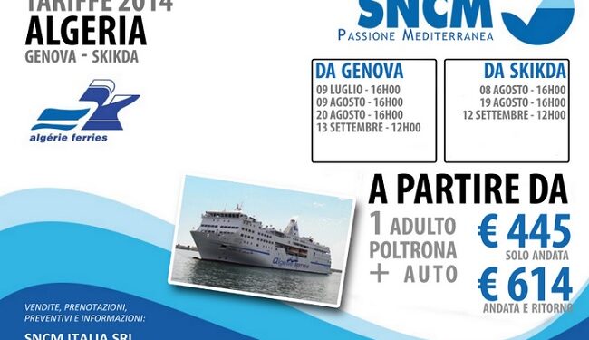 SNCM Italia apre la nuova linea marittima ITALIA – ALGERIA